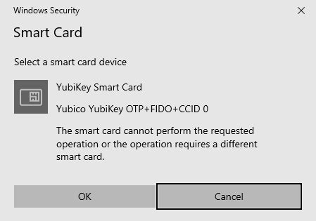 the smart card cannot perform the requested|piv card reader not working.